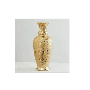 Metal Flower <b>Vases</b> <b>Gold</b> Finished Abstract Textured Metal <b>Vase</b> For Indoor Home And Office Use - Product Image 6