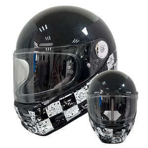 Casque de moto intégral en fibre de carbone DOT 3K Weave brillant léger pour adulte, personnalisable OEM, vente en gros, style rétro, touring - Product Image 4