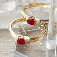 H & F Top vente véritable rubis 18k bague en or taille ovale diamant naturel AU750 AU585 AU375 vraie pierre précieuse pour les femmes pour les mariages