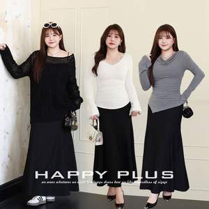 กระโปรงมิดิทรงหางปลาขนาดพลัสไซส์สไตล์โมเดิร์นสำหรับผู้หญิง สีดำ ผ้าฝ้าย สีพื้น เอวธรรมชาติ รุ่น N9035 - Product Image 5