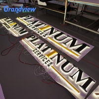 Led illunimate signe 3d métal rétro-éclairé lettre signes fumée boutique led signe pour entreprise canal