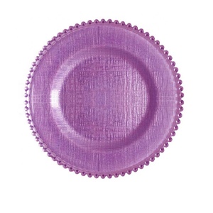 Assiettes de présentation en verre <span class=keywords><strong>vert</strong></span> émeraude perlé de 13 pouces pour mariage, vente en gros à prix abordable - Product Image 5