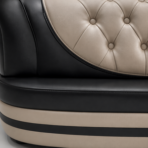 Conjunto de sofás modernos en contraste, sofá de cuero negro y crema 1+1+2+3 con capitoné de botones de diamante, muebles para sala de estar - Product Image 5