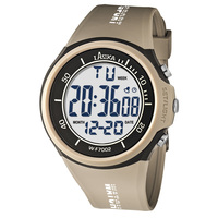 LASTIKA WF7002 Jam Tangan Digital Olahraga Layar Hitam Putih Tahan Air Lampu Latar LED Alarm Stopwatch TPU ABS Pria Wanita