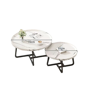 Tables basses gigognes modernes en faux marbre 70cm 50cm, structure métallique, faciles à nettoyer, garantie 1 an, mobilier de salon minimaliste - Product Image 1