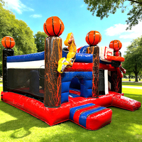 Château gonflable commercial de haute qualité sur le thème du basketball, avec toboggan et zone de saut, en promotion