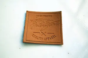 Fashion Hot Stamping Custom Logo Real Brown Leather Label Patch For Jeans
