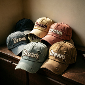 Custom Embroidery Logo High Quality Vintage Denim <strong>Baseball</strong> <strong>Cap</strong> 6 Panel Curved Brim Distressed Washed Cotton Sport Dad Hats - Product Image 6