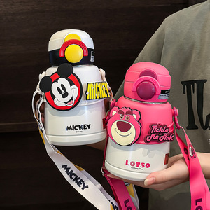 <b>Disney</b> Mickey And Lotso Kids Insulated Water Bottle 316 Stainless Steel Dual Straw Flip <b>Top</b> Cap For School Use - Product Image 1