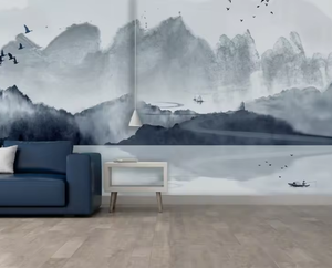 Murale de salon à thème de paysage de <span class=keywords><strong>montagne</strong></span> abstrait très populaire, <span class=keywords><strong>papier</strong></span> <span class=keywords><strong>peint</strong></span> mural minimaliste, décoration murale 3D pour chambre à coucher - Product Image 4