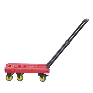 <span class=keywords><strong>Chariot</strong></span> à bagages pliable compact en plastique rouge, utilisé pour le transport de marchandises, le plus petit <span class=keywords><strong>chariot</strong></span> à bagages pliable, roue en TPR de 3 pouces, 35*61mm - Product Image 3