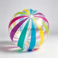 Ballon de plage gonflable en PVC transparent à rayures, 11 pouces, avec logo personnalisé, pour jeux aquatiques, piscine et fêtes sur la plage