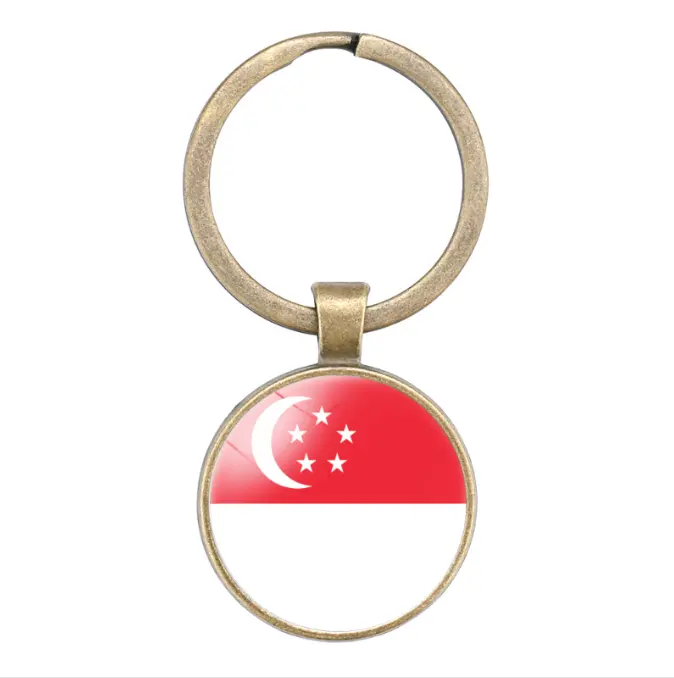 Portachiavi portachiavi bandiera Singapore di alta qualità, portachiavi in stile retrò