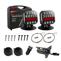 Feu arrière magnétique sans fil à LED standard US pour remorque, étanche, haute luminosité 5500K, 12-24V, fixation par ventouse