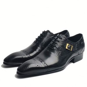 Latest Business Formal Stylish Brogue Men's <b>Shoes</b> Round Toe Korean Style Trendy Genuine Leather Autumn Waterproof <b>Shoes</b> - Product Image 4