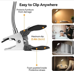 Lampe <span class=keywords><strong>de</strong></span> livre à col <span class=keywords><strong>de</strong></span> cygne flexible 3 Modes <span class=keywords><strong>de</strong></span> couleur 10 niveaux <span class=keywords><strong>de</strong></span> luminosité Lecture pour enfants Zoom Réunions Clip Table Tête <span class=keywords><strong>de</strong></span> <span class=keywords><strong>lit</strong></span> Bureau - Product Image 6