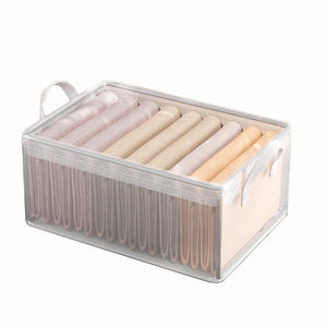 Boîte de rangement pour vêtements en PVC transparent, rectangulaire, pliable, empilable, sans couvercle, pour armoire, tiroir, organisation des vêtements à domicile - Product Image 1
