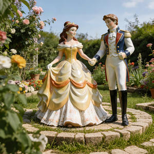 Sculpture de princesse et de prince en fibre de verre grandeur nature S855, figurine de dessin animé romantique pour mariage, décoration de jardin extérieur musicale - Product Image 4