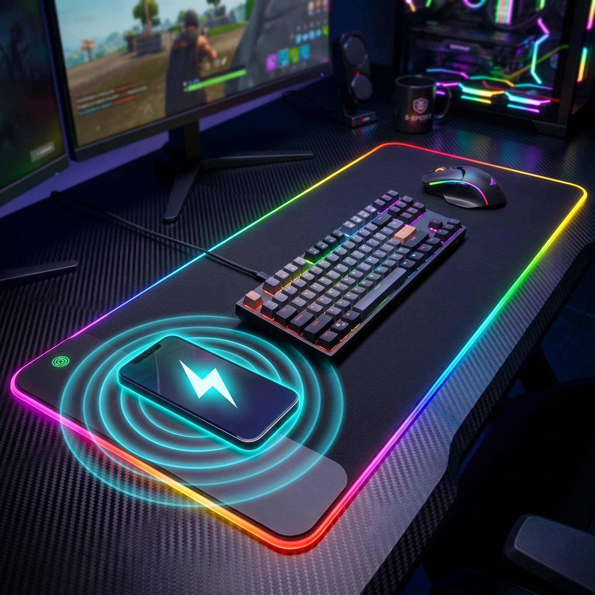 15W Fast Magnetic <strong>Wireless</strong> Charger Mousepad RGB Luminous <strong>Desk</strong> <strong>Mat</strong> Eco Friendly Rubber 24h Sampling Small Order Support