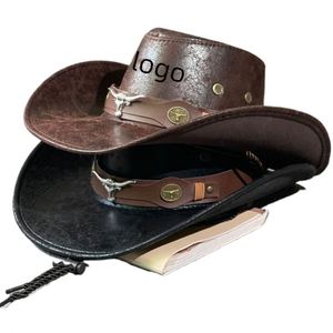 Nuevo Sombrero Vaquero de Cuero Unisex con Parte Superior Plana, Estilo Jazz, Idea de Regalo Moderna - Product Image 1