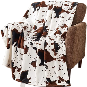 Couverture en flanelle à imprimé <span class=keywords><strong>vache</strong></span> moderne et luxueuse, ultra confortable 300GSM, douce et chaude pour canapé, lit, toutes saisons, 50x60 pouces - Product Image 1