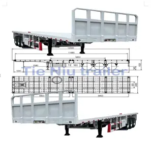 Fabrika fiyat en kaliteli 3 akslar 40ft 40 Feet 50ft düz platformlu römork 40ft traktör kamyon römork