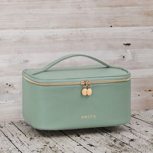 Sac de voyage tendance en PU, grande trousse de toilette portable et imperméable avec fermeture éclair et filet pour le rangement du maquillage féminin - Product Image 3