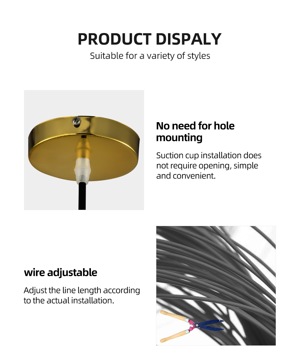 New Decorative Pendant Lamp Nordic Modern Gold Black Hanging Lamp Glass Ball Pendant Light For Bar Hotel Home Bedroom
