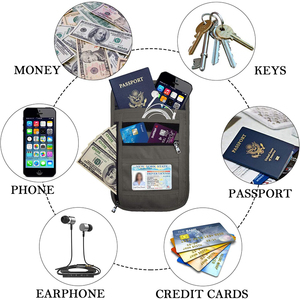 Porte-téléphone de voyage avec blocage RFID, pochette de cou pour documents et argent, pour femmes et hommes, pour garder les documents et l'argent en sécurité - Product Image 5