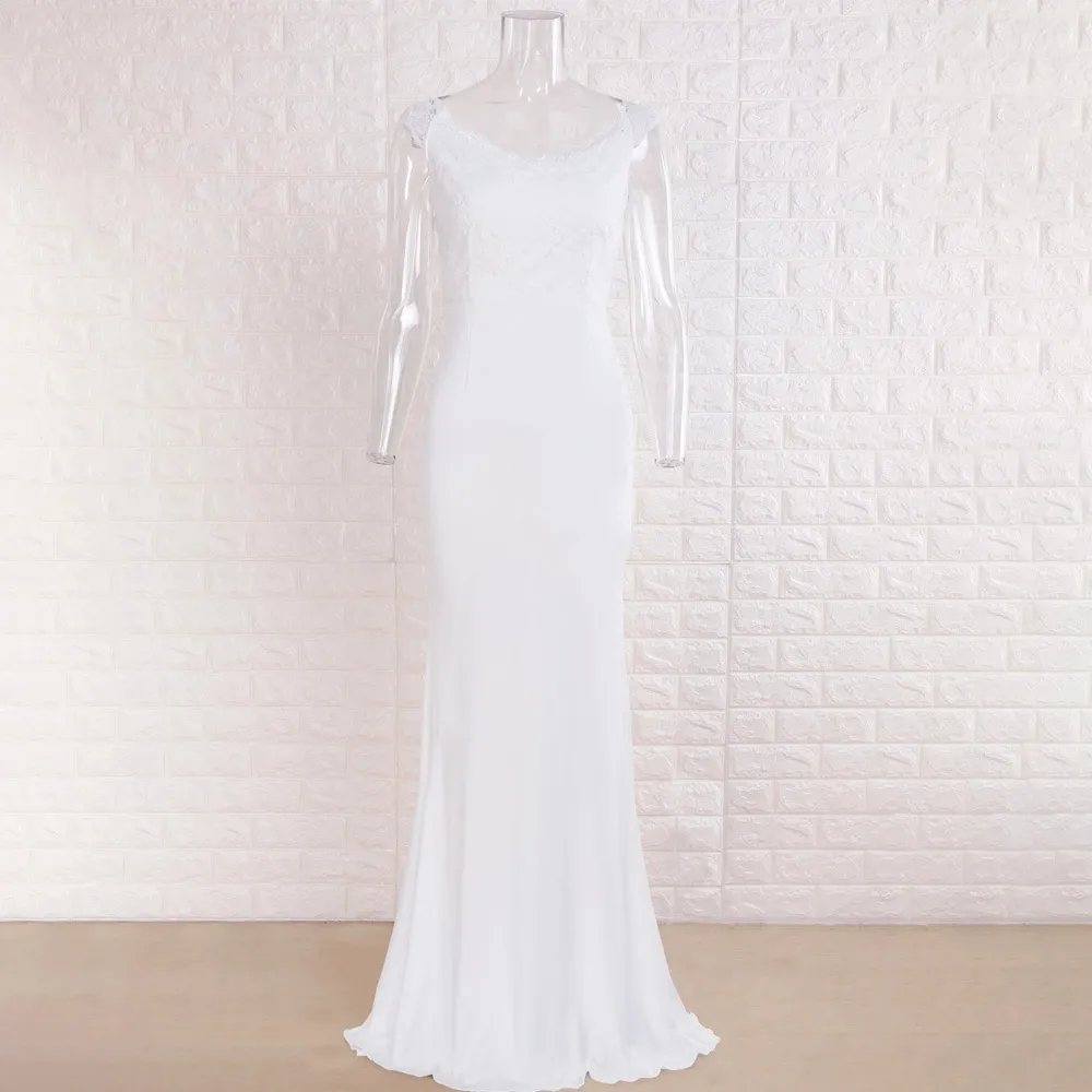 Cheap Long White bridesmaid Dress Woman Robe De Soiree Formal Wedding Gowns Vestido De Festa Longo Floor Length Maxi Dress