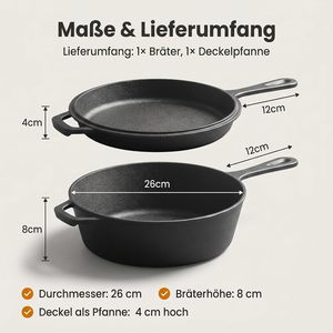 <span class=keywords><strong>Cocotte</strong></span> <span class=keywords><strong>en</strong></span> <span class=keywords><strong>fonte</strong></span> 2-<span class=keywords><strong>en</strong></span>-1 pour rôtir et mijoter, <span class=keywords><strong>26</strong></span> <span class=keywords><strong>cm</strong></span>, avec couvercle <span class=keywords><strong>en</strong></span> <span class=keywords><strong>fonte</strong></span> brute compatible four et deuxième plat - Product Image 5