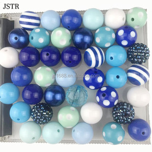 Venta al por mayor Rosa estilo navideño mezclado 20mm Bubblegum Beads para la fabricación de joyas collar acrílico cuentas redondas Accesorios - Product Image 6