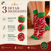 Chaussettes en laine mérinos mi-mollet, tricotées, douces, chaudes, élégantes, à motifs, pour l'hiver, confortables, respirantes, pour les fêtes de Noël