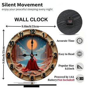 Round Wooden Wall <b>Clock</b> 25x25Cm Large Numbers Silent Home Decor <b>Clock</b> - Product Image 3