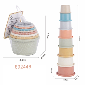 Giá bán buôn trẻ em nhựa xây dựng tháp bé tắm đồ chơi đầy màu sắc mới giáo dục Montessori trò chơi thiết lập xếp ly làm tổ - Product Image 6