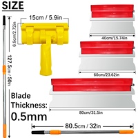 Lot de 5 grattoirs à mastic en acier inoxydable 16/24/32 pouces avec poignée en plastique, adaptateur à clip jaune et perche d'extension pour cloisons sèches