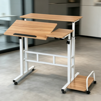 Bureau d'ordinateur portable sur roulettes réglable en hauteur avec surface de clavier inclinable, table d'appoint mobile pour la maison, le bureau ou la décoration