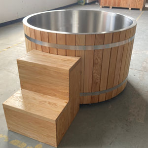 Nuovo prodotto vasca per ghiaccio in acciaio inox rivestimento in legno massello per due persone vasca rotonda - Product Image 1