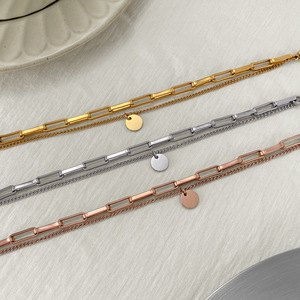 CAIOOCHE Pulseras <span class=keywords><strong>de</strong></span> Acero Inoxidable Chapadas en Oro <span class=keywords><strong>de</strong></span> 18k para Mujer al por Mayor, Pulseras <span class=keywords><strong>de</strong></span> Diseño Personalizado Multicapa - Product Image 4