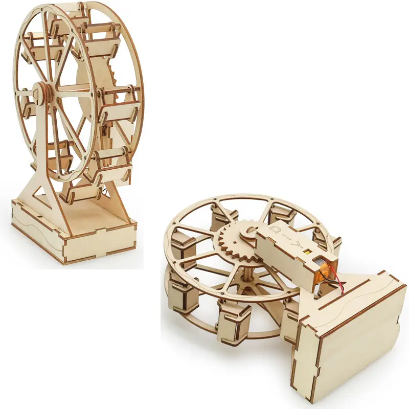 Creative Electric Ferris Wheel DIY Science Set Wooden Puzzle Craft Technology Educational Toys for Children Gift Idea