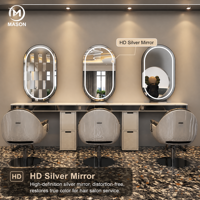 Miroir de sol double face pleine longueur de luxe pour salon de coiffure et barbier, station de salon moderne et simple en métal