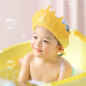 थोक समायोज्य शावर स्नान धो बाल बच्चों के बच्चों स्नान टोपी बेबी शैम्पू टोपी का छज्जा टोपी कान के साथ कवर