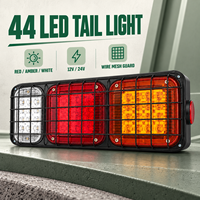 Feu arrière combiné HSSH 44 LED avec cadre en fer 12V 24V, feux stop, clignotants et marche arrière pour camion et remorque