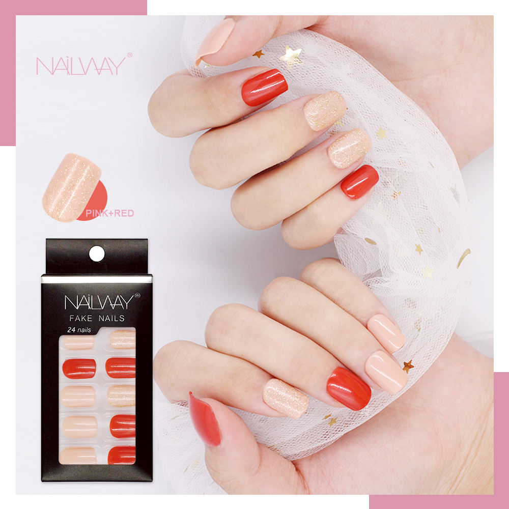 สีชมพู + แดง