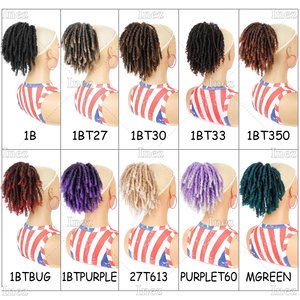 Synthétique court Dreadlock bouclés cordon <span class=keywords><strong>de</strong></span> serrage <span class=keywords><strong>queue</strong></span> <span class=keywords><strong>de</strong></span> <span class=keywords><strong>cheval</strong></span> Extension Afro postiche doux naturel Look pour les femmes usage quotidien - Product Image 5
