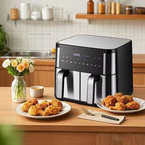 <span class=keywords><strong>Friteuse</strong></span> à air à <span class=keywords><strong>double</strong></span> compartiment 5+5L, côté gauche grillé, côté droit frit simultanément, retirer du feu, <span class=keywords><strong>friteuse</strong></span> à air intelligente pour la maison - Product Image 2