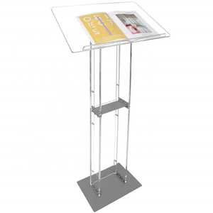 Acrylic bục đứng với kệ lưu trữ rõ ràng lecterns hiện đại cho đám cưới giáo viên lớp học S chuyên nghiệp trình bày