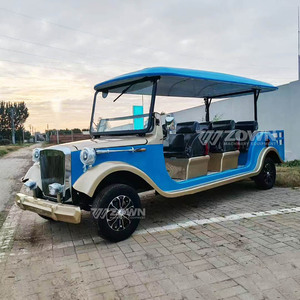 Auto Clásico Eléctrico Vintage de 4 Ruedas con Techo Abierto, Interior de Lujo Azul Beige, Diseño Retro para Transporte VIP - Product Image 2