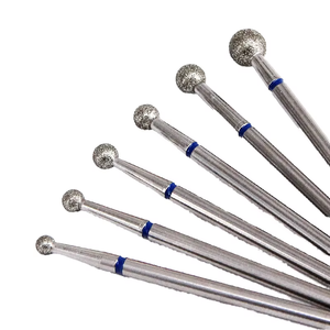 SHUANGJIA All Size Ball Shape High Quality Manicure Machine Medium Diamond Nail Drill Bit 1pcs/plastic Tube, 100 Pcs/box