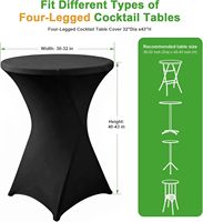Housse de table cocktail extensible en spandex, anti-plis, 30-32 pouces, lot de 2, pour fêtes, de l'usine de Yiwu